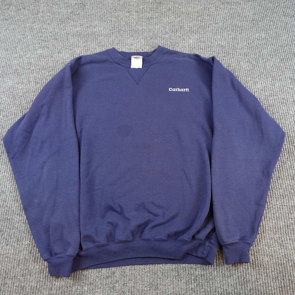 Vintage Carhartt Sweatshirt Mens XL Blue Fleece Crewneck Pullover Logo